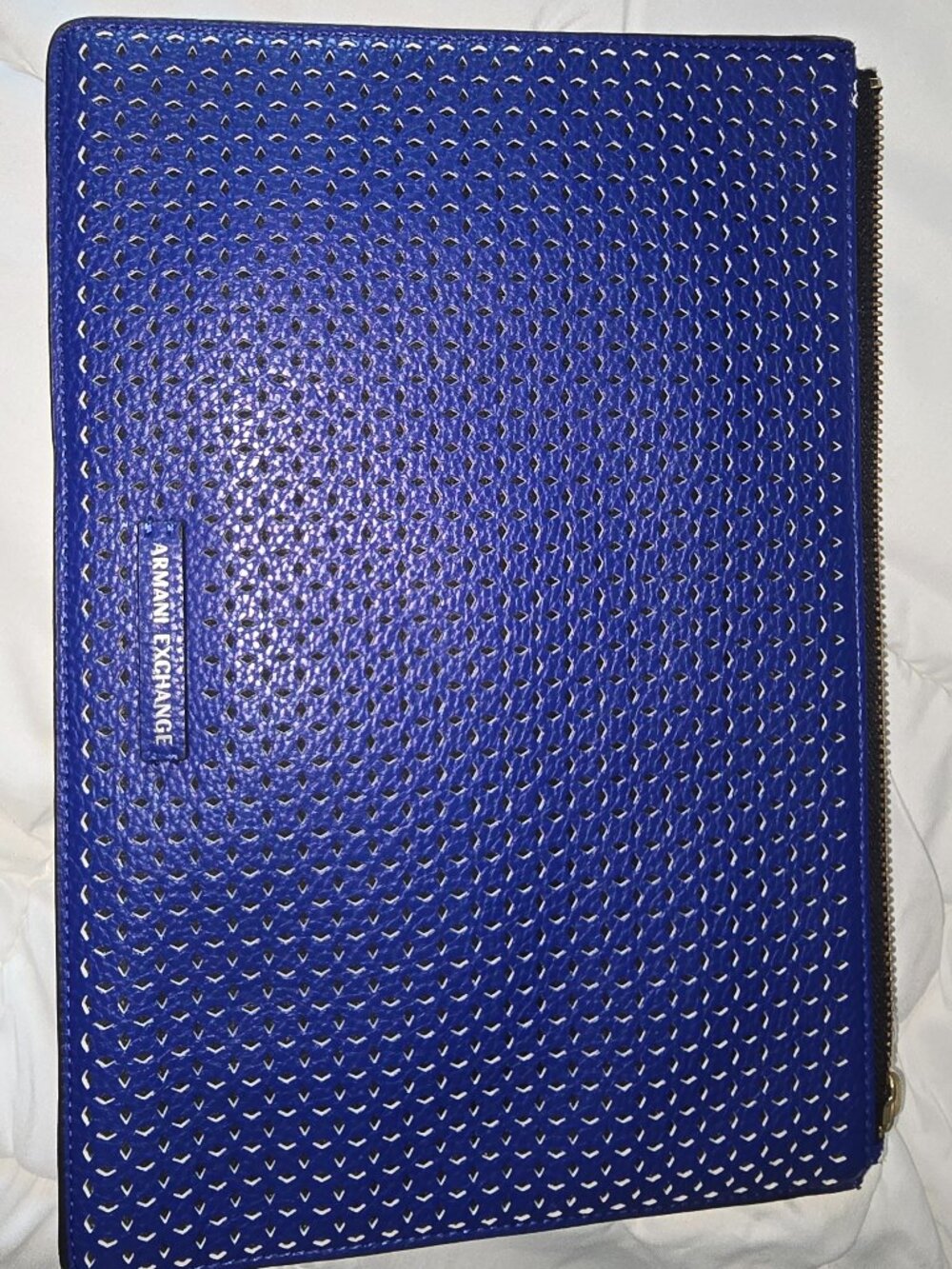 A|X Armani Exchange Cobalt Blue Oversized Clutch Wristlet Bag